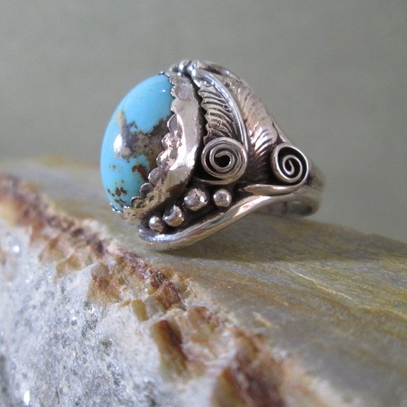 Navajo Turquoise Ring Sterling Silver  Mens Sz 13 - Picture 2 of 8